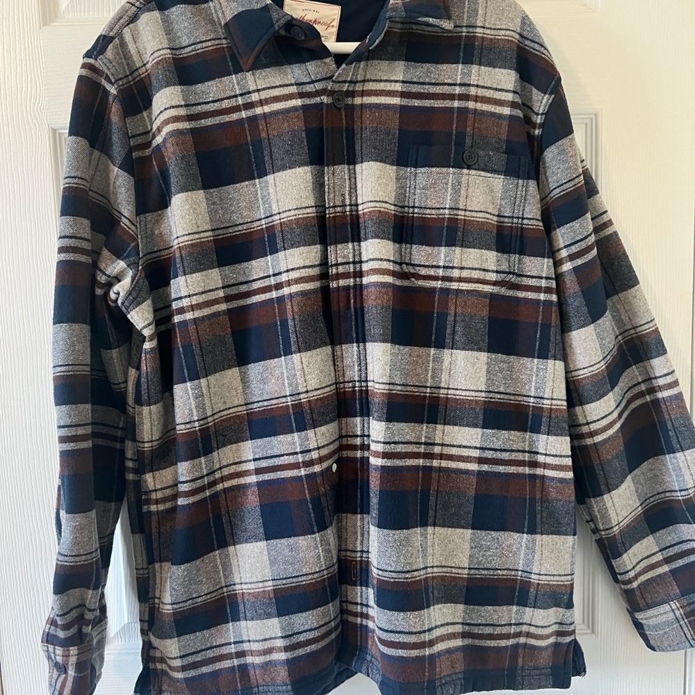 Men’s Original Weatherproof Vintage Plaid Fleece Lined Flannel Jacket XL
